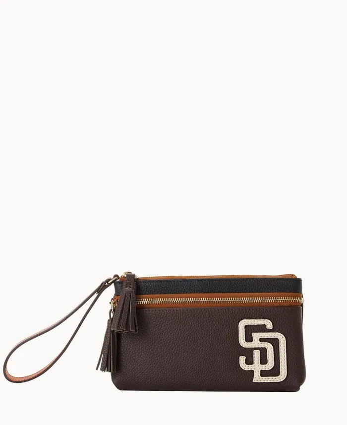 Dooney and Bourke Wallets MLB Padres Double Zip Wristlet Padres 8211 WomenMen