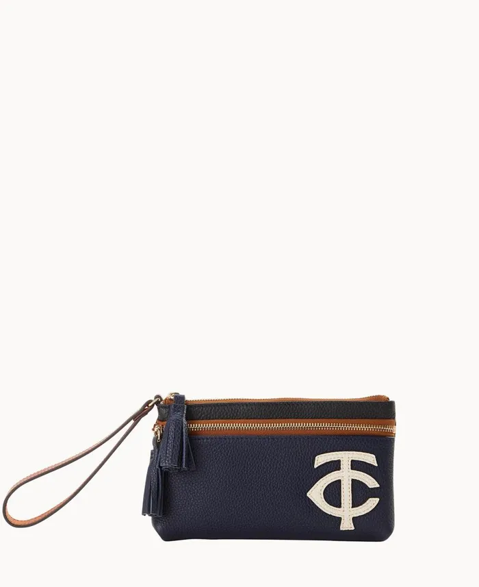Dooney and Bourke Wallets MLB Twins Double Zip Wristlet Twins 8211 WomenMen