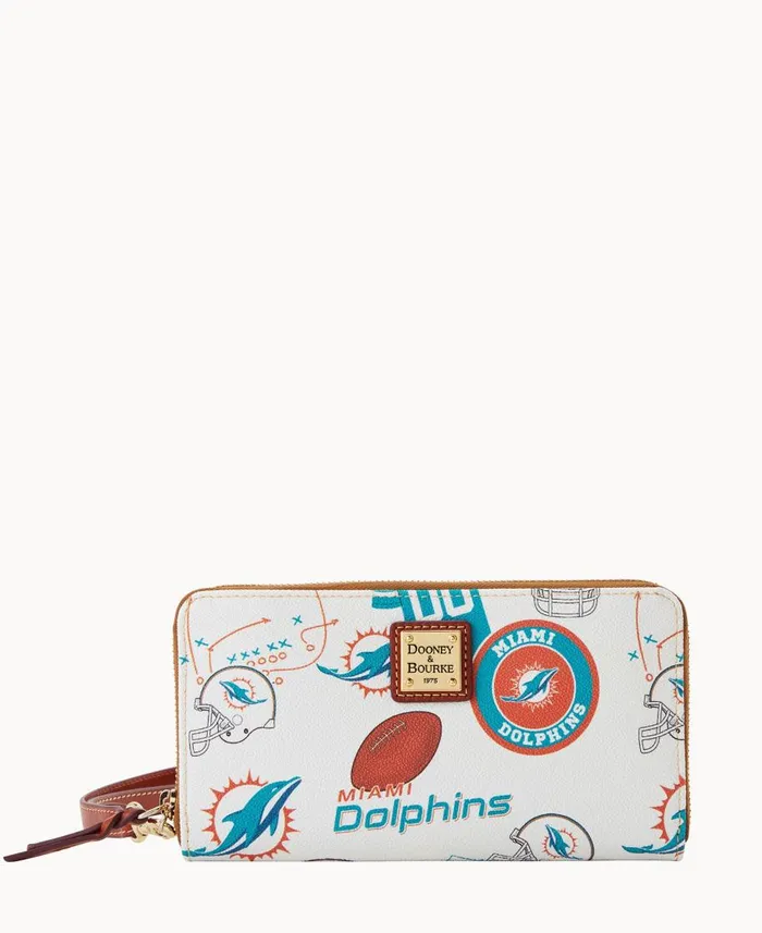 Dooney and Bourke Wallets NFL Dolphins Large Zip Around Wristlet Dolphins 8211 WomenMen Dooney and Bourke Wallets NFL Dolphins Large Zip Around Wristlet Dolphins 8211 WomenMen