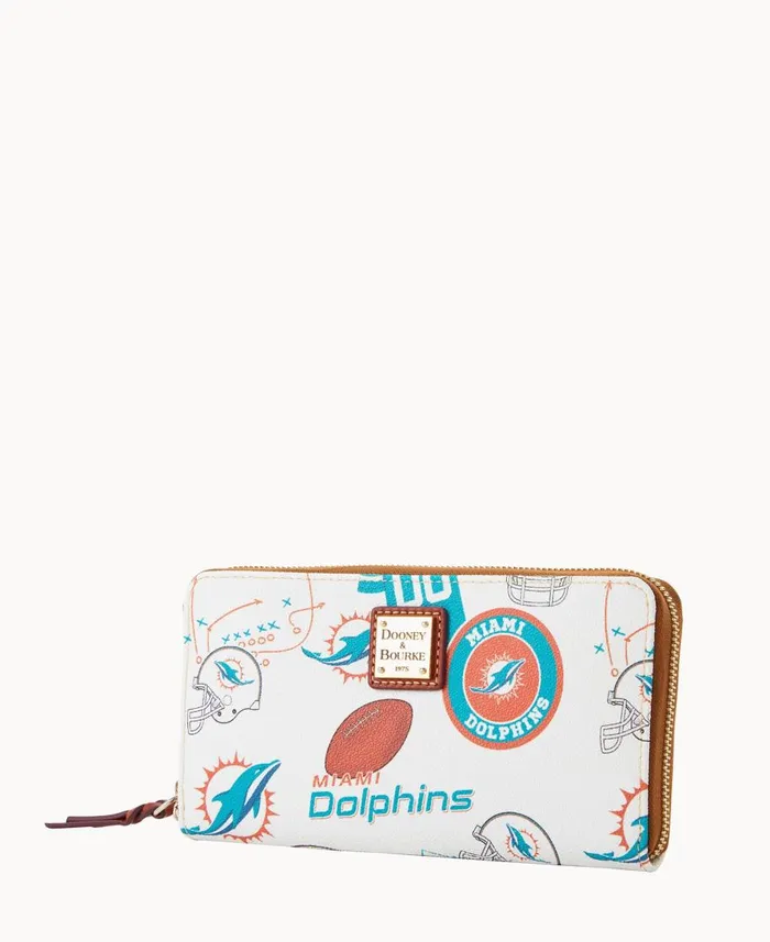 Dooney and Bourke Wallets NFL Dolphins Large Zip Around Wristlet Dolphins 8211 WomenMen Dooney and Bourke Wallets NFL Dolphins Large Zip Around Wristlet Dolphins 8211 WomenMen