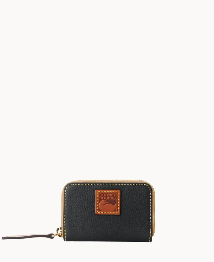 Dooney and Bourke Wallets Pebble Grain Zip Around Credit Card Case Black 8211 WomenMen