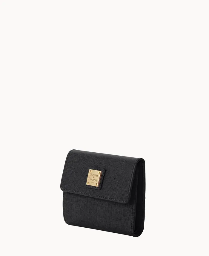 Dooney and Bourke Wallets Saffiano Small Flap Credit Card Wallet Black 8211 WomenMen