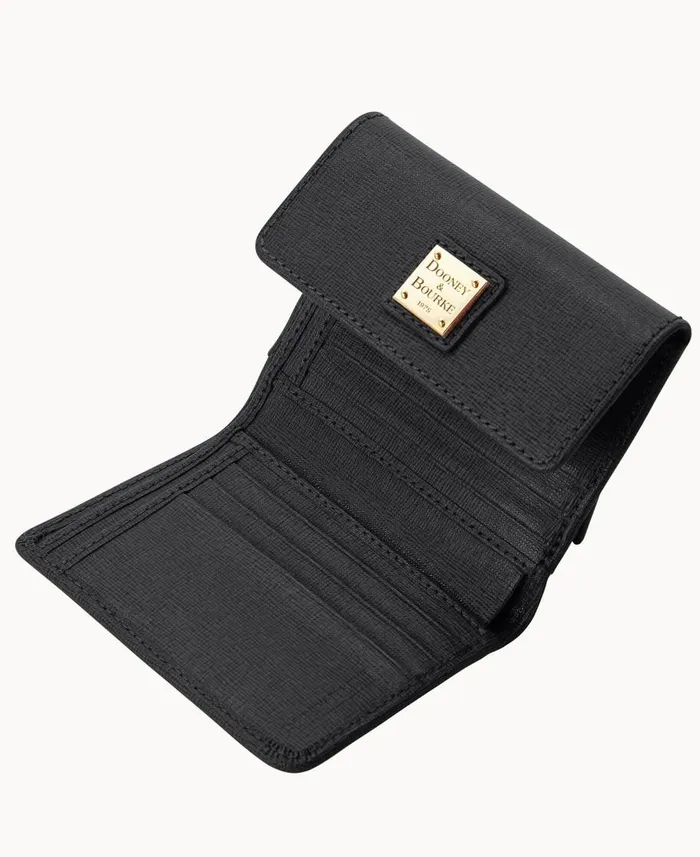Dooney and Bourke Wallets Saffiano Small Flap Credit Card Wallet Black 8211 WomenMen