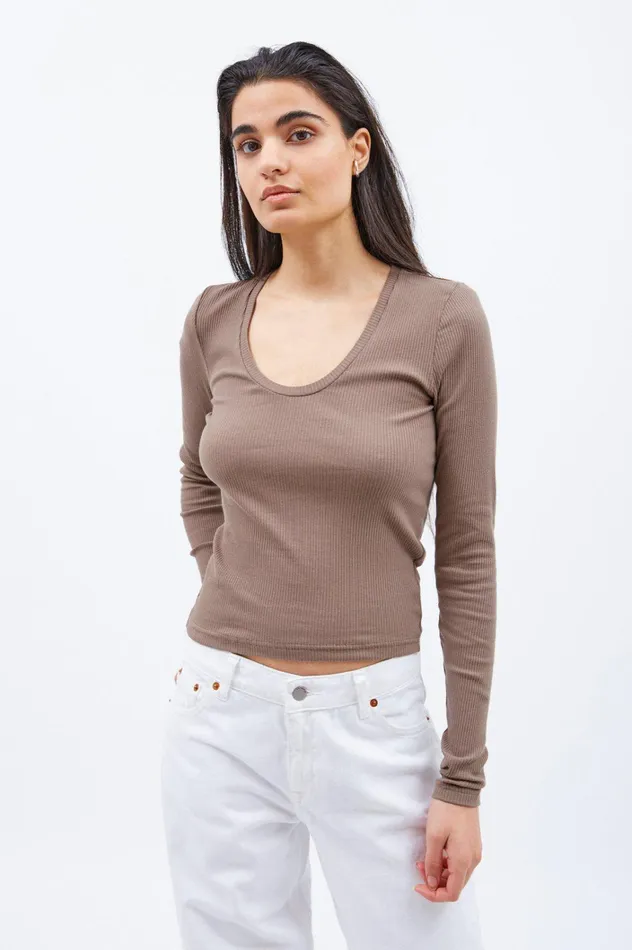 Dr Denim Longsleeves Women Dion Top 8211 Walnut Walnut