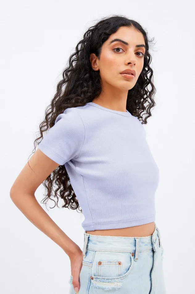 Dr Denim Tees and Tanks Women Nina Rib Tee 8211 Aster Haze Aster Haze