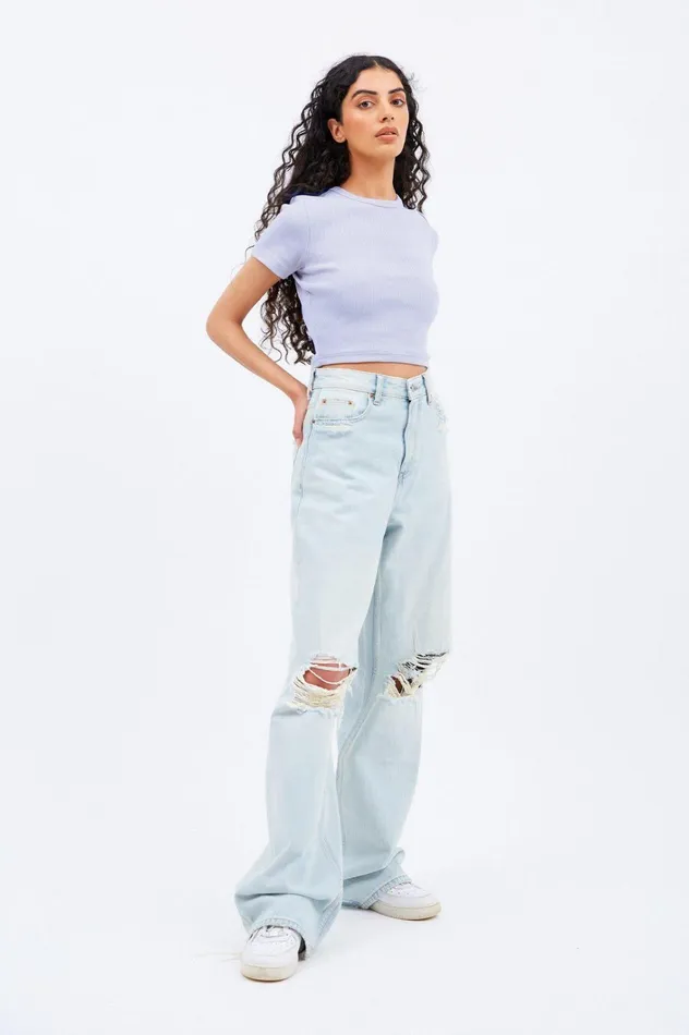 Dr Denim Tees and Tanks Women Nina Rib Tee 8211 Aster Haze Aster Haze