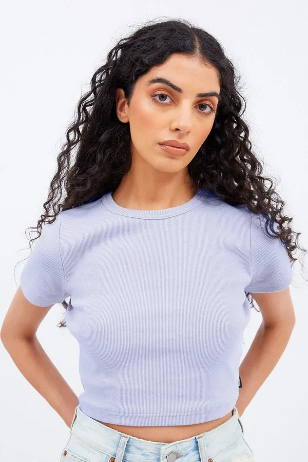 Dr Denim Tees and Tanks Women Nina Rib Tee 8211 Aster Haze Aster Haze
