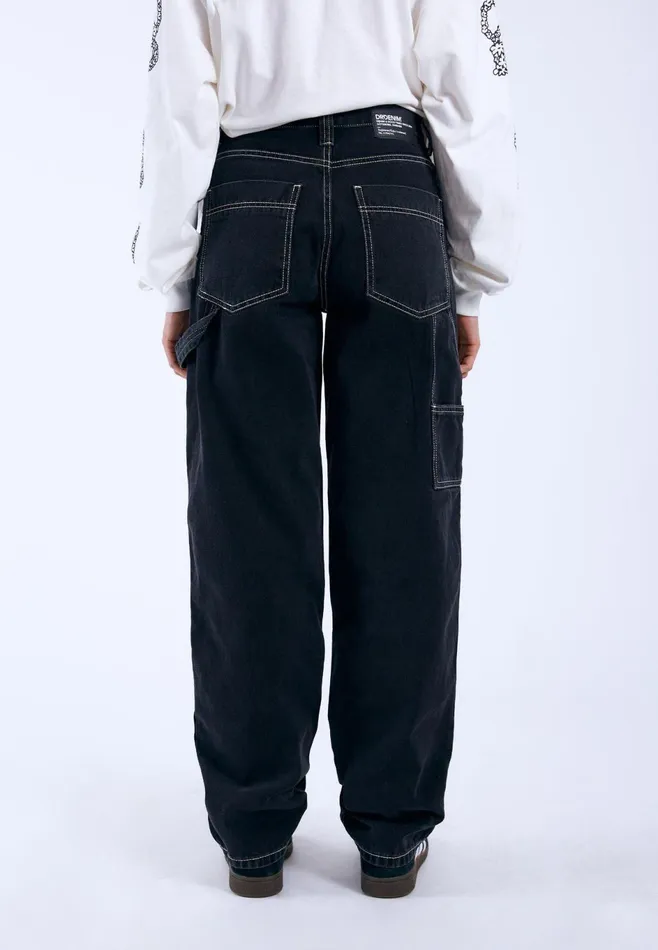 Dr Denim Wide Women Faye Worker 8211 Black Used Contrast Black Used Contrast