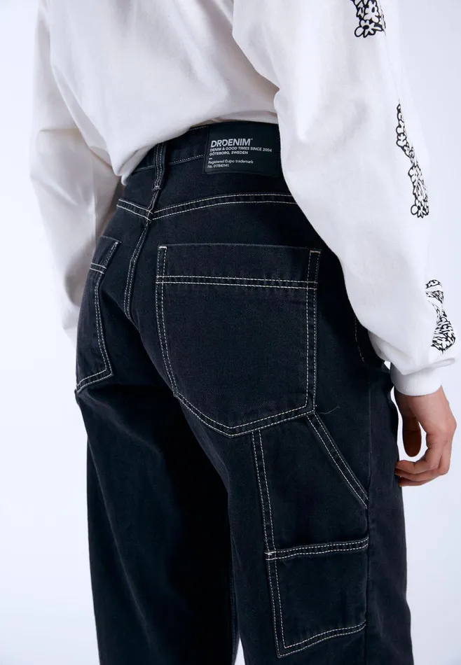 Dr Denim Wide Women Faye Worker 8211 Black Used Contrast Black Used Contrast