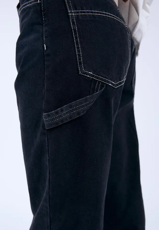Dr Denim Wide Women Faye Worker 8211 Black Used Contrast Black Used Contrast