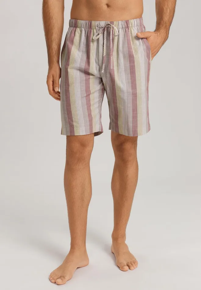 Drawstring Cotton And Linen Shorts Bluewood Stripe Men HANRO Pajama Bottoms