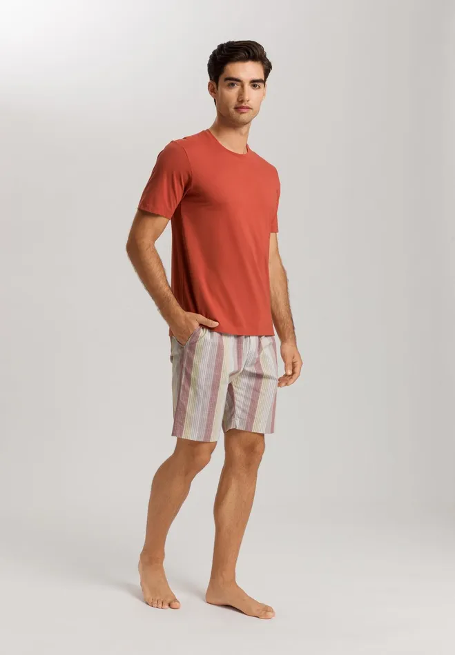 Drawstring Cotton And Linen Shorts Bluewood Stripe Men HANRO Pajama Bottoms
