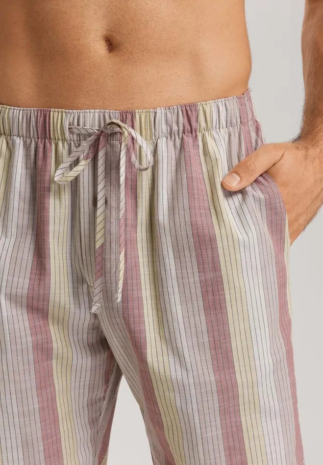 Drawstring Cotton And Linen Shorts Bluewood Stripe Men HANRO Pajama Bottoms