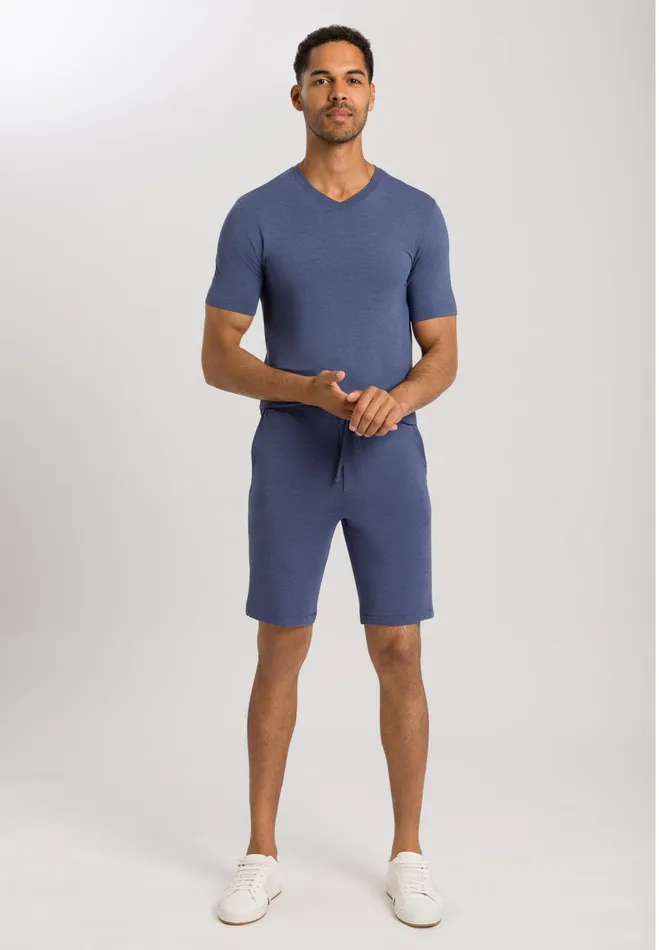 Drawstring Shorts Slate Blue Melange Men HANRO Bottoms
