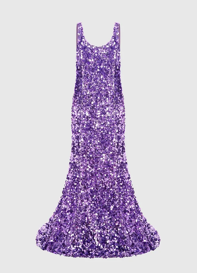 Dresses and Jumpsuits Adeline Sequin Low Back Gown 8211 Lavender LEO LIN Women