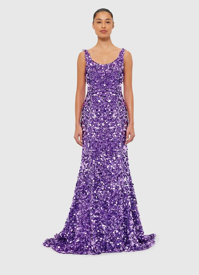 Dresses and Jumpsuits Adeline Sequin Low Back Gown 8211 Lavender LEO LIN Women