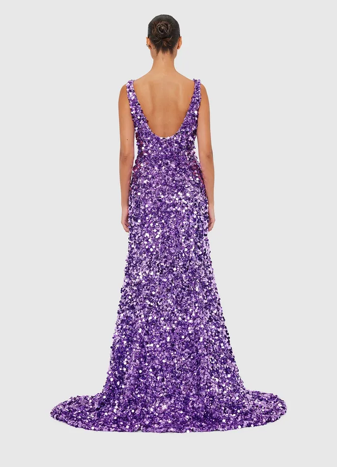 Dresses and Jumpsuits Adeline Sequin Low Back Gown 8211 Lavender LEO LIN Women