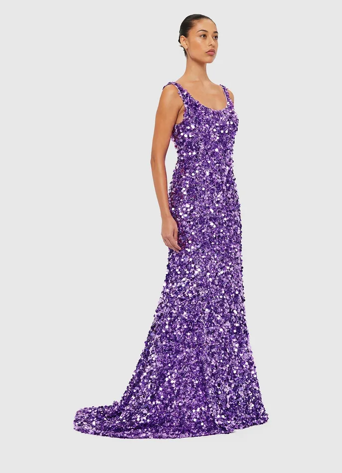 Dresses and Jumpsuits Adeline Sequin Low Back Gown 8211 Lavender LEO LIN Women