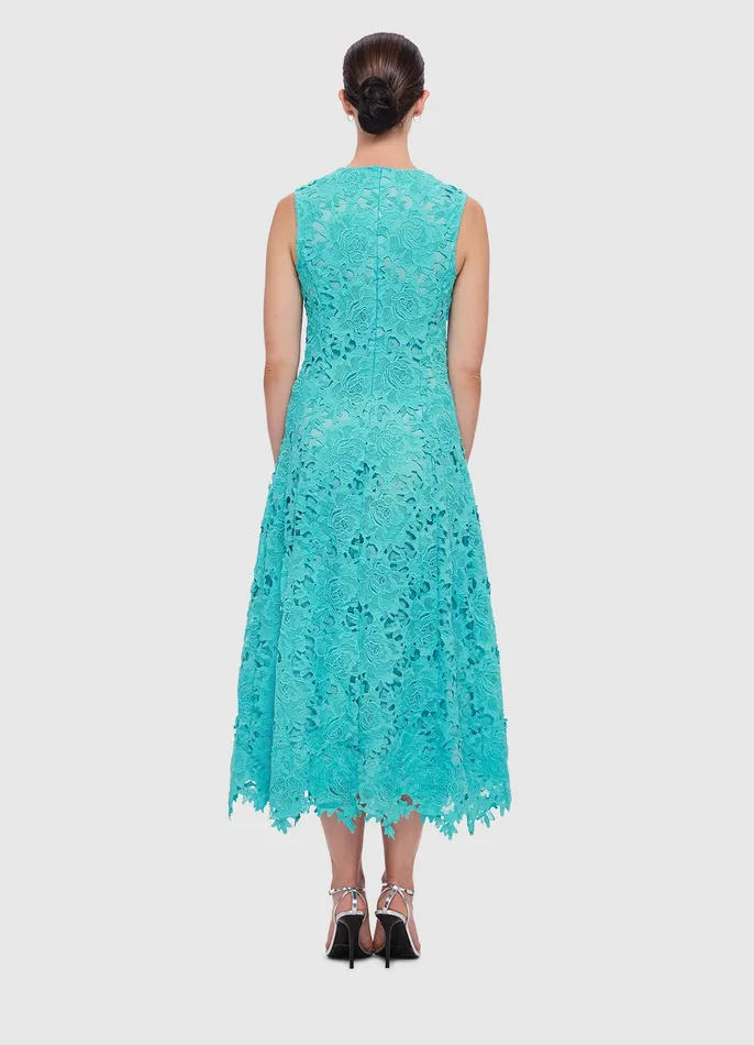 Dresses and Jumpsuits Women LEO LIN Cleo Lace Sleeveless Midi Dress 8211 Turquoise