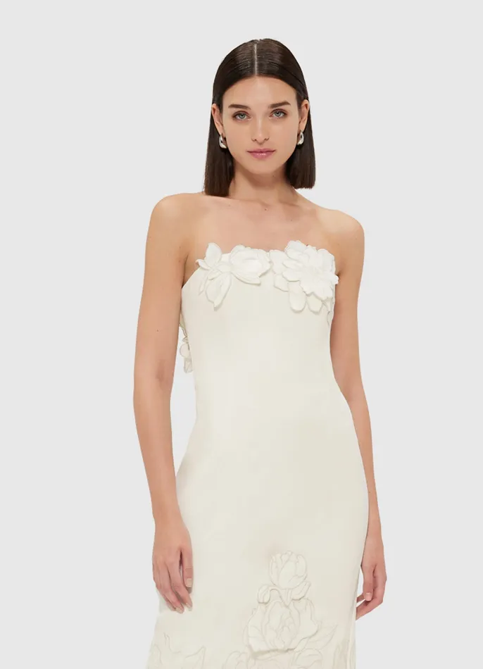Dresses and Jumpsuits Women LEO LIN Rayna Appliqu Bustier Maxi Dress 8211 Vanilla