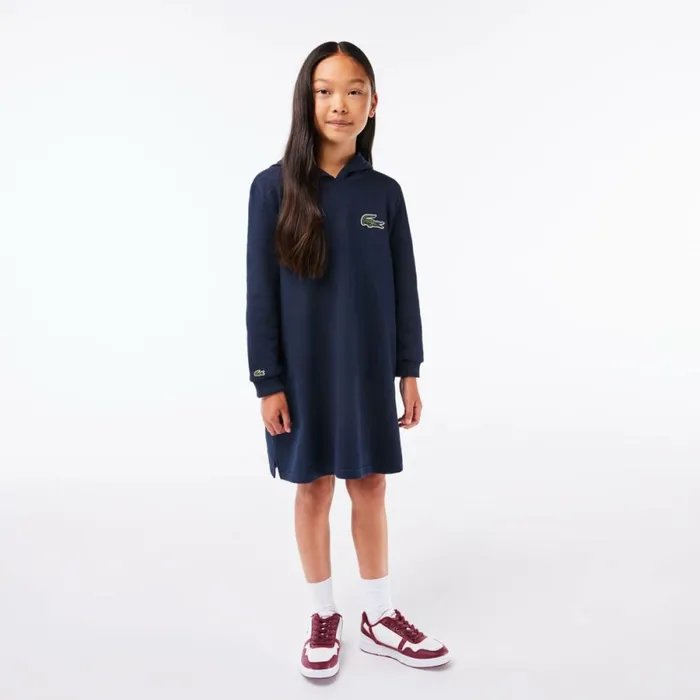 Dresses and Skirts Kids Lacoste Kids039 Cotton Fleece Hoodie Dress Navy Blue 166
