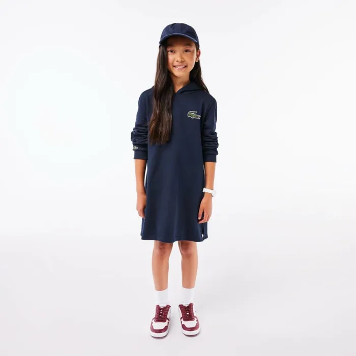 Dresses and Skirts Kids Lacoste Kids039 Cotton Fleece Hoodie Dress Navy Blue 166