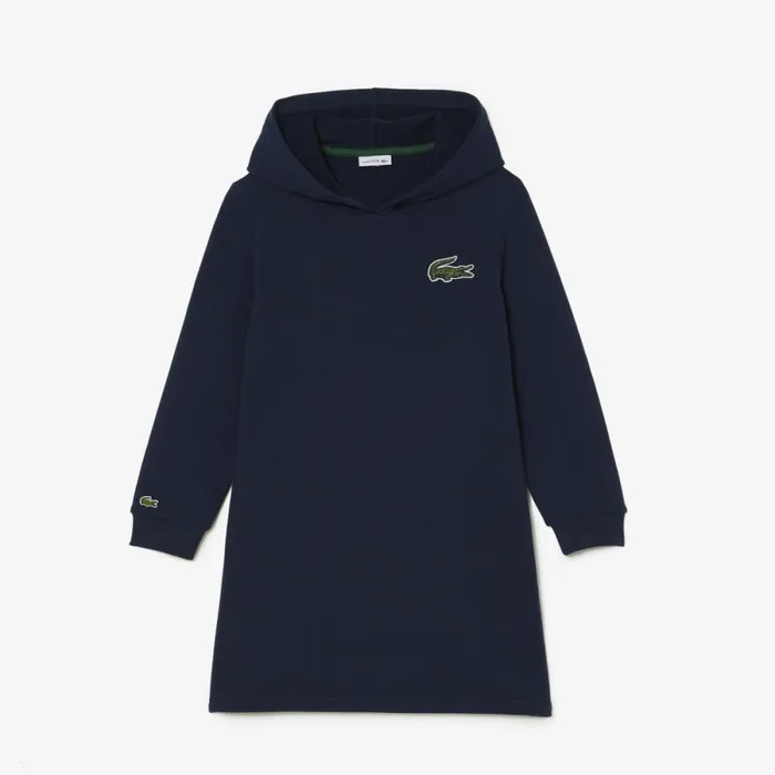 Dresses and Skirts Kids Lacoste Kids039 Cotton Fleece Hoodie Dress Navy Blue 166