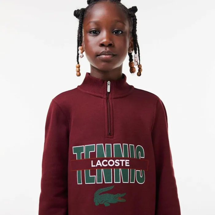 Dresses and Skirts Kids Lacoste Kids039 Cotton Printed Sweatshirt Dress Bordeaux Yup