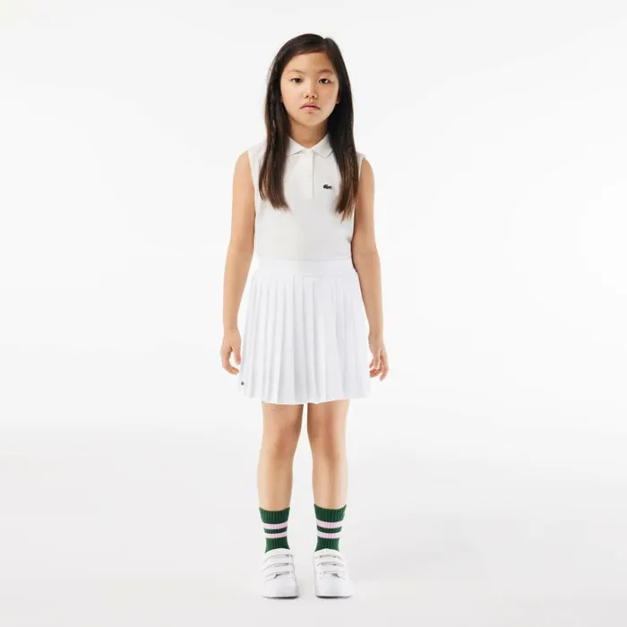 Dresses and Skirts Kids Lacoste Kids039 Pleated Skirt With BuiltIn Shorts White 001