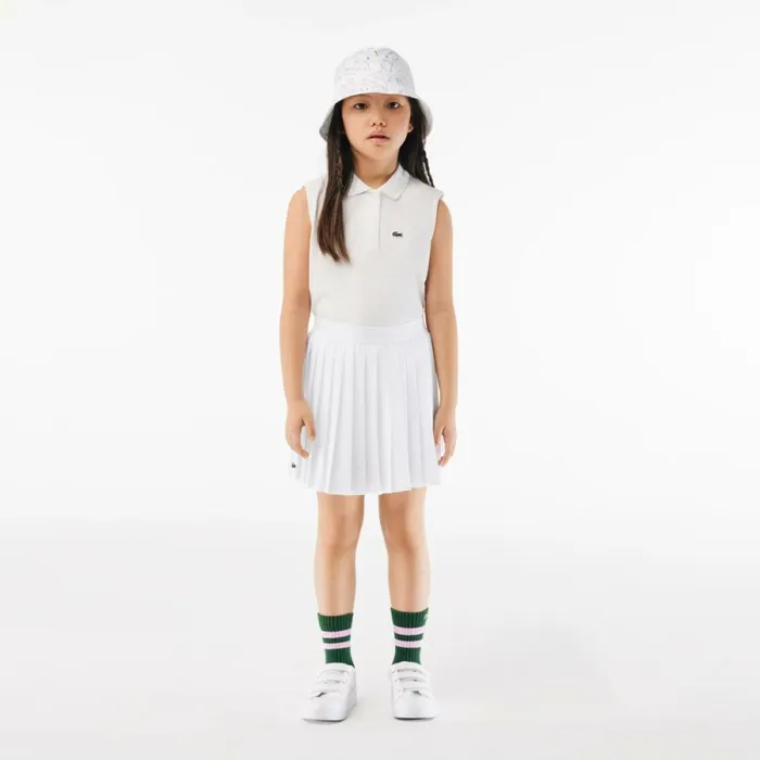 Dresses and Skirts Kids Lacoste Kids039 Pleated Skirt With BuiltIn Shorts White 001