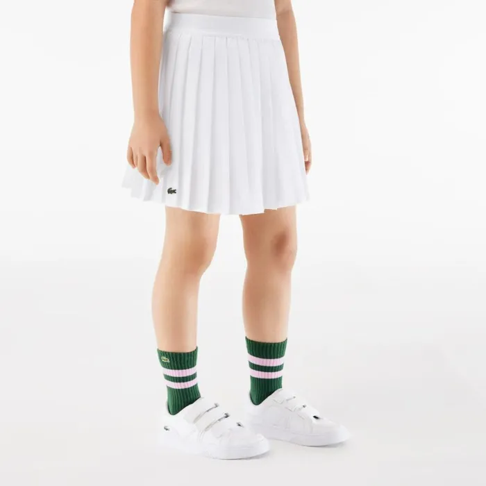 Dresses and Skirts Kids Lacoste Kids039 Pleated Skirt With BuiltIn Shorts White 001