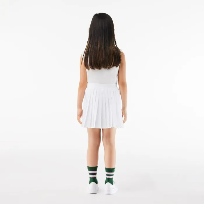 Dresses and Skirts Kids Lacoste Kids039 Pleated Skirt With BuiltIn Shorts White 001
