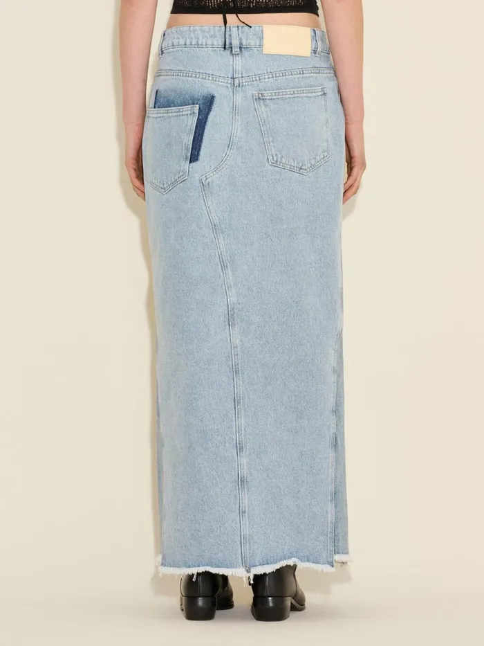 Dresses and Skirts Women Holzweiler Louisa Long Denim Skirt Lt Blue Mix