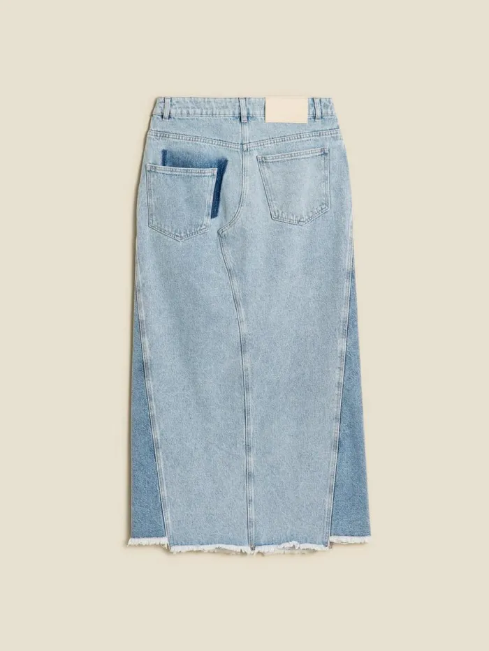 Dresses and Skirts Women Holzweiler Louisa Long Denim Skirt Lt Blue Mix
