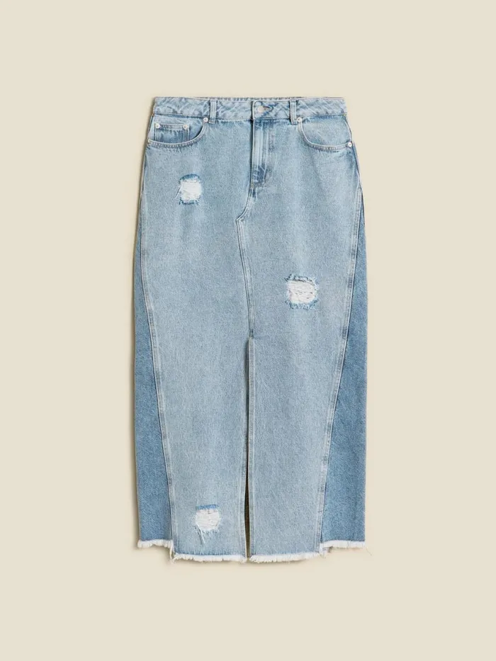 Dresses and Skirts Women Holzweiler Louisa Long Denim Skirt Lt Blue Mix