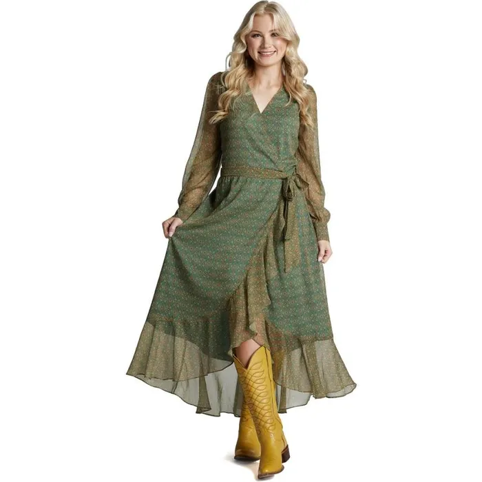 Dresses and Skirts Women Justin Boots Justin Wrap Maxi Dress Medallion Floral 040green041