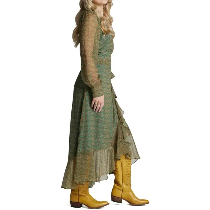 Dresses and Skirts Women Justin Boots Justin Wrap Maxi Dress Medallion Floral 040green041