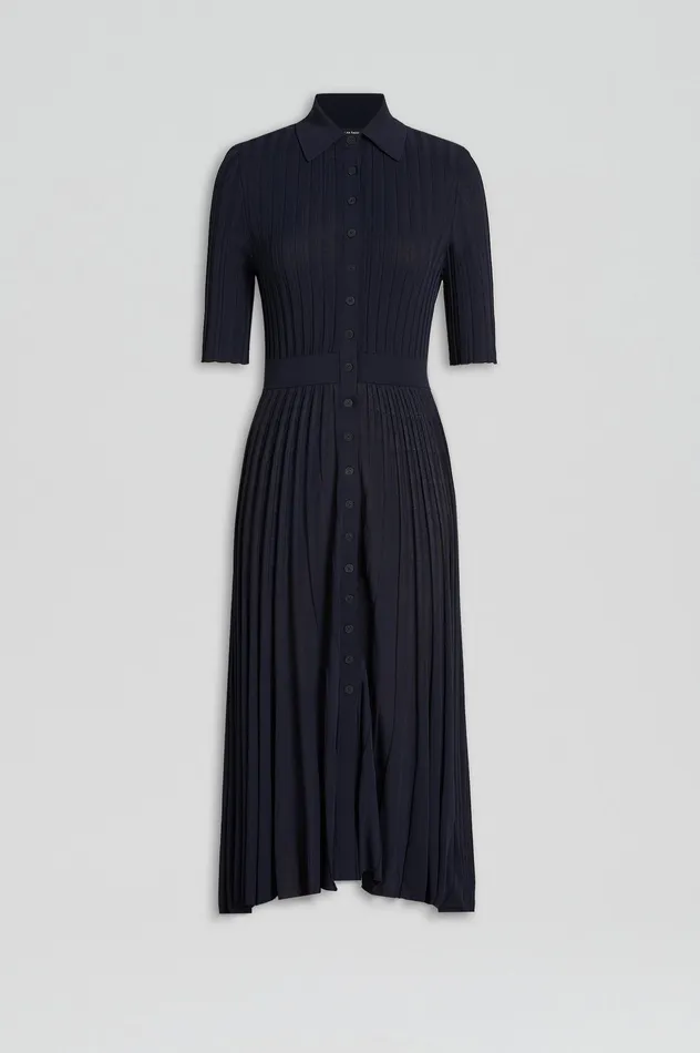 Dresses Scanlan Theodore Women PLEATED RIB SHIRT DRESS NAVY