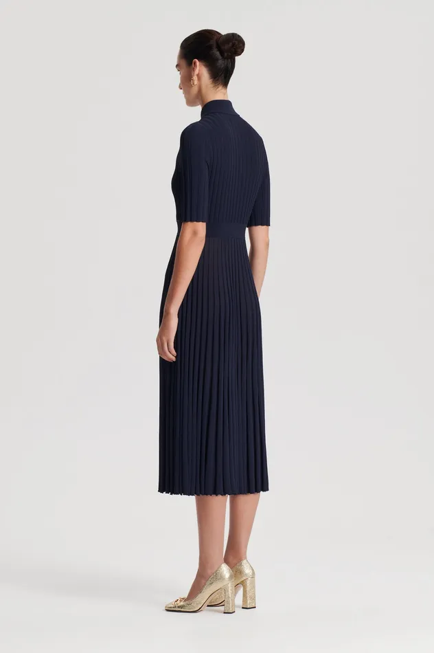 Dresses Scanlan Theodore Women PLEATED RIB SHIRT DRESS NAVY