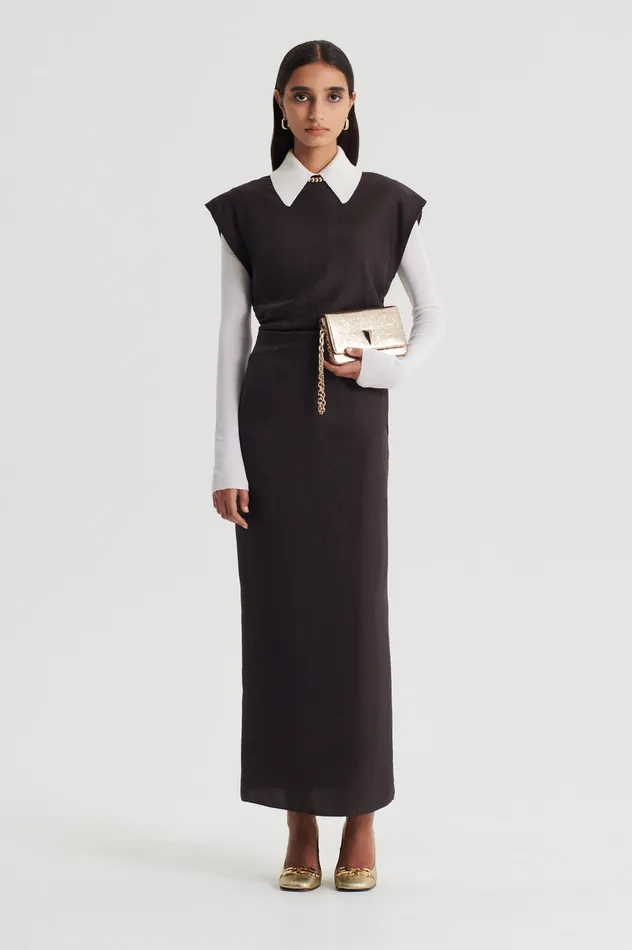 Dresses SILK JACQUARD DRESS ESPRESSO Scanlan Theodore Women