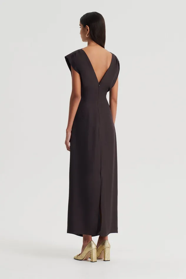 Dresses SILK JACQUARD DRESS ESPRESSO Scanlan Theodore Women