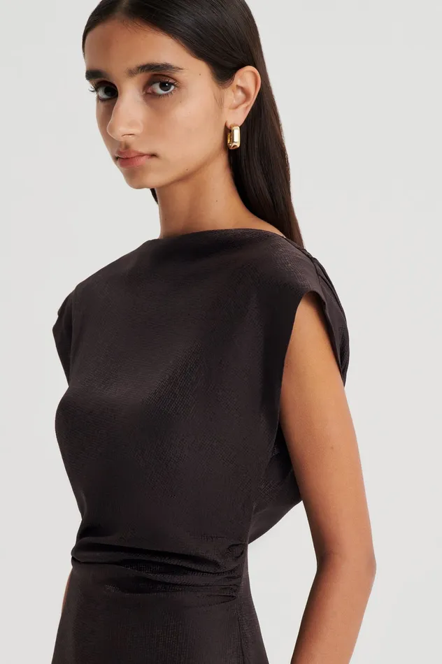 Dresses SILK JACQUARD DRESS ESPRESSO Scanlan Theodore Women