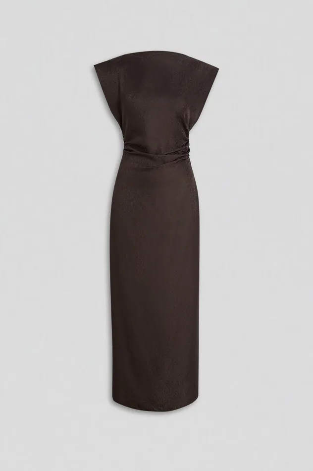 Dresses SILK JACQUARD DRESS ESPRESSO Scanlan Theodore Women