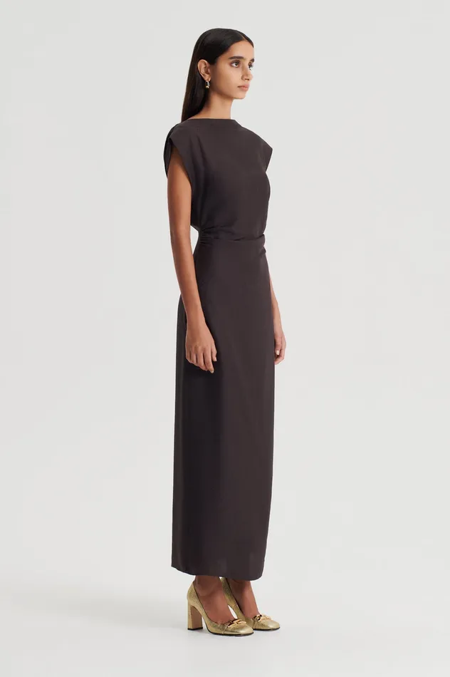 Dresses SILK JACQUARD DRESS ESPRESSO Scanlan Theodore Women