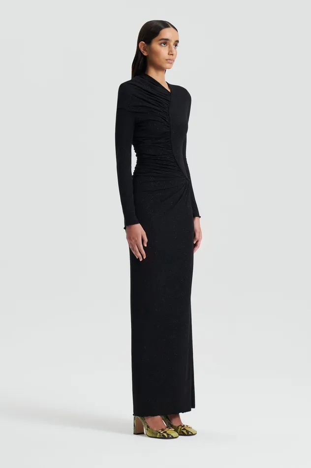 Dresses TINSEL DRAPE GOWN BLACK Scanlan Theodore Women Dresses TINSEL DRAPE GOWN BLACK Scanlan Theodore Women