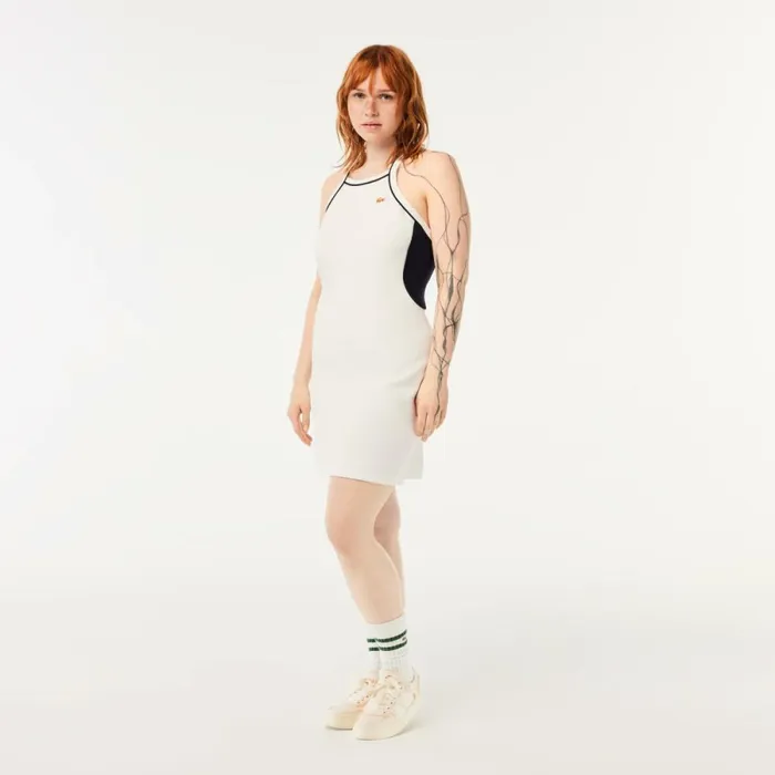 Dresses Women Lacoste Womens Made In France Organic Cotton Tennis Dress White 70v