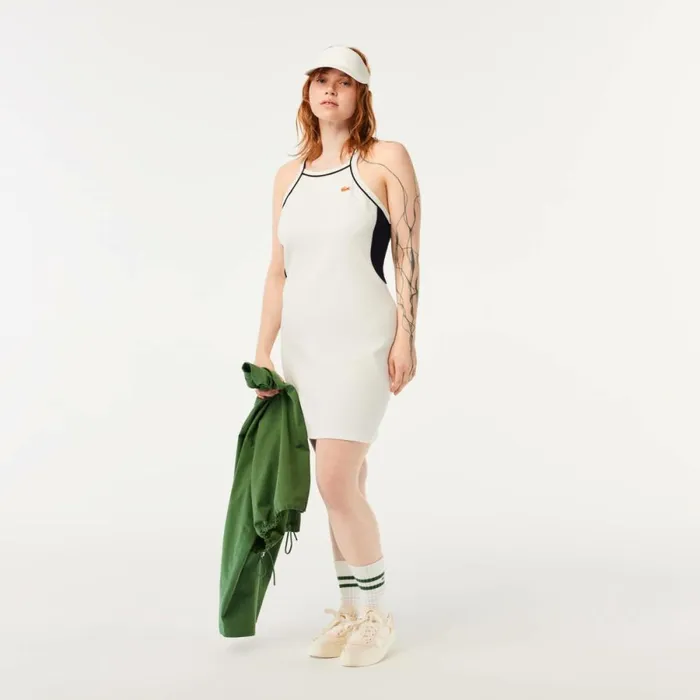 Dresses Women Lacoste Womens Made In France Organic Cotton Tennis Dress White 70v