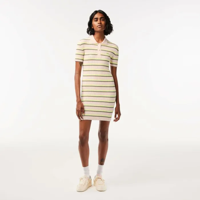 Dresses Women Lacoste Womens Made In France Striped Polo Dress White Xid