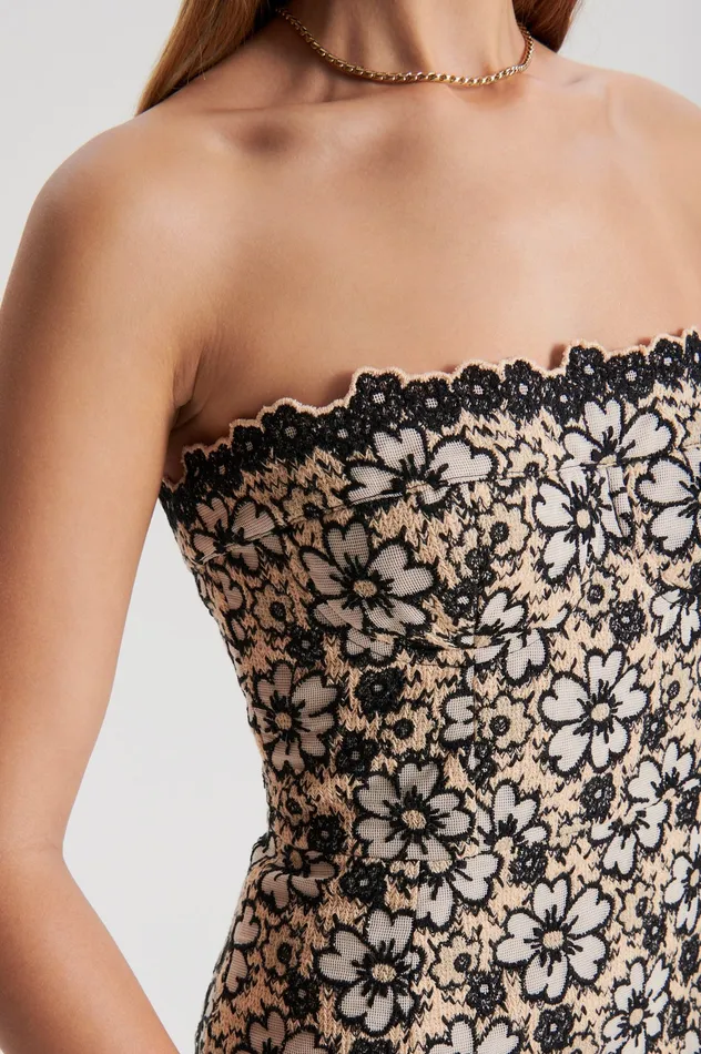 Dresses Women Scanlan Theodore EMBROIDERED FLORAL DRESS BLACKCREAM