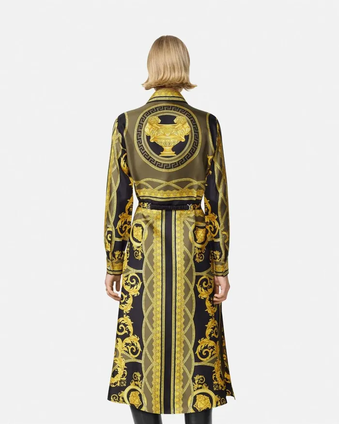 Dresses Women Versace La Coupe Des Dieux Silk Midi Shirt Dress Black